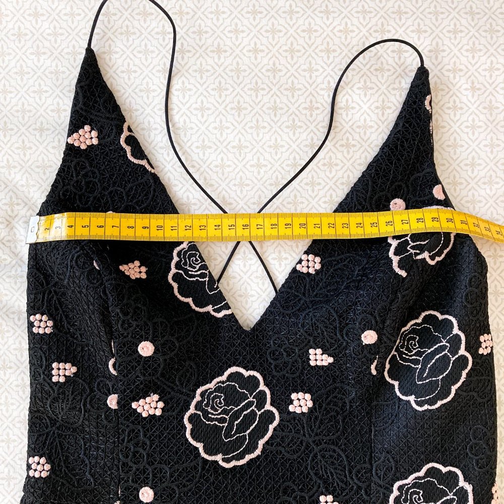 Topshop black mini dress with floral pattern - Size 10 - Picture 14 of 16